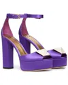 Valentino One Stud Leather Platform Sandal In Purple
