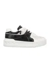 Valentino One Stud Xl Low-top Sneaker In Nappa Leather And Jacquard Toile Iconographe Technical Fabric In White