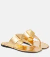 Valentino One Stud Leather Sandal In Gold
