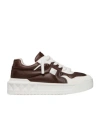 Valentino Garavani One Stud Xl Low-top Trainer In Calfskin And Shiny Nylon In Black