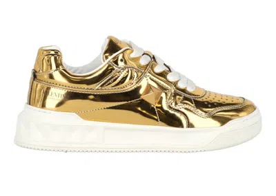 Pre-owned Valentino Garavani One Stud Low Top Metallic (women's) Sneakers In Gold