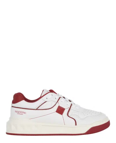 Valentino Garavani One Stud Low-top Sneaker Woman Lace-up Shoes Multicolored Size 7.5 Lambskin In Red