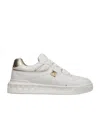 Valentino Perforated Leather Studded Sneakers In White