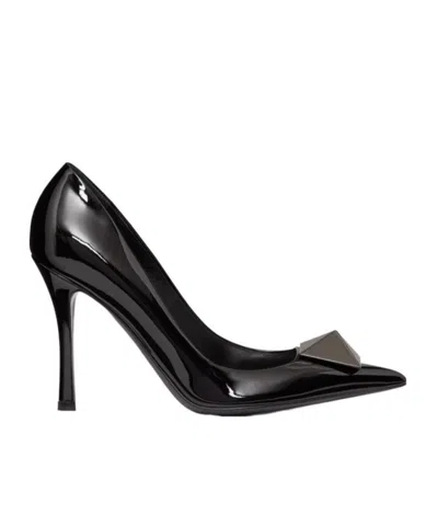 Valentino Garavani One Stud Patent Leather Pump 100 Mm In Black