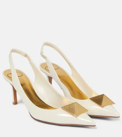 Valentino Garavani One Stud Patent Leather Pumps In White