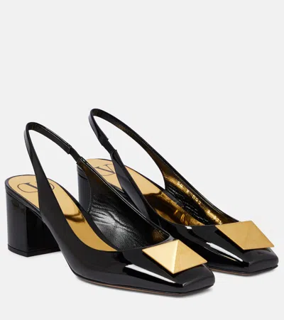 Valentino Garavani Logo Plaque Slingback Pumps In Black