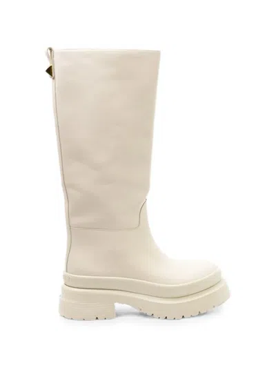 Valentino Garavani One Stud Platform Boots In Neutral