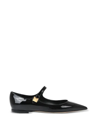 Valentino Garavani One Stud Pointed-toe Ballet Flats In Black