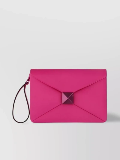 Valentino Garavani Stud Rectangular Envelope Clutch In Pink