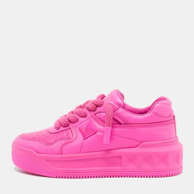 Pre-owned Valentino Garavani One Stud Size 38 Pink Leather Low Top Sneakers