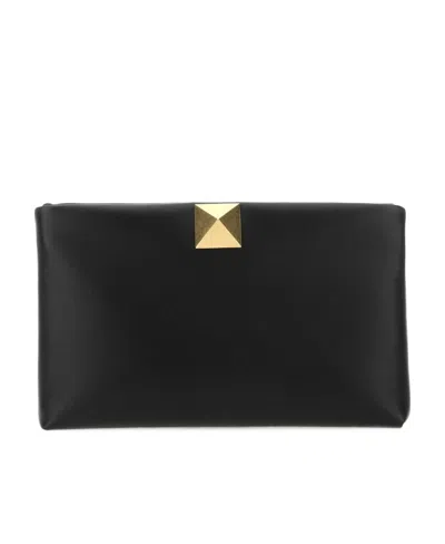 Valentino Garavani One Stud Soft Clutch Bag In Black
