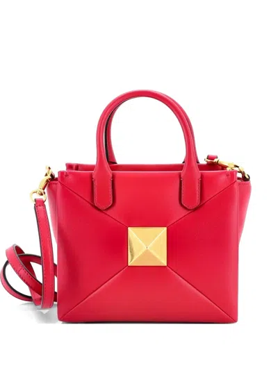 Pre-owned Valentino Garavani One Stud Top Handle Bag Leather Small Crossbody Bag In Pink