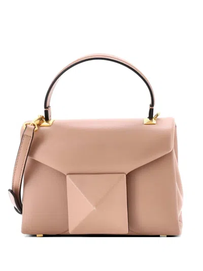 Pre-owned Valentino Garavani One Stud Top Handle Flap Bag Leather Mini Shoulder Bag In Pink