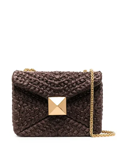Valentino Garavani One Stud Woven Shoulder Bag In Fondant