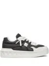 Valentino One Stud Xl Low-top Sneaker In Nappa Leather And Jacquard Toile Iconographe Technical Fabric In Grey