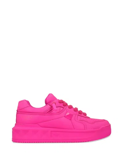 Pre-owned Valentino Garavani One Stud Xl Leather Sneakers In Pink