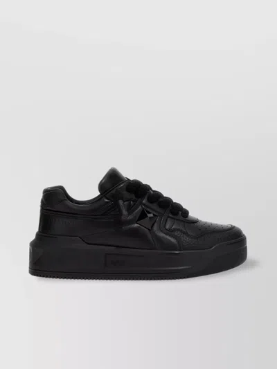 Valentino Garavani Xl One Stud Leather Sneakers In Black