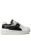 Valentino One Stud Xl Low-top Sneaker In Nappa Leather And Jacquard Toile Iconographe Technical Fabric