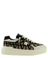 Valentino Garavani One Stud Xl Low-top Trainer In Nappa Leather And Toile Iconographe Fabric In Beige