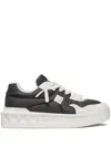 Valentino One Stud Xl Low-top Sneaker In Nappa Leather And Jacquard Toile Iconographe Technical Fabric In Grey