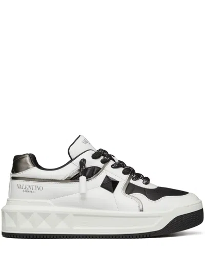 Valentino Garavani Multicolor Nappa Leather And Fabric One Stud Xl Sneakers In White