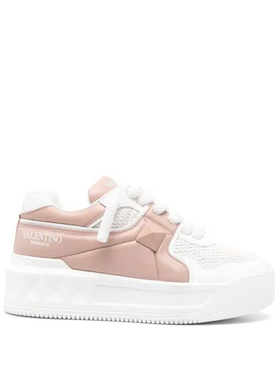 Valentino Garavani One Stud Xl Sneakers In Pink/beige