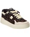 Valentino One Stud Xl Low-top Sneaker In Nappa Leather And Jacquard Toile Iconographe Technical Fabric In Black
