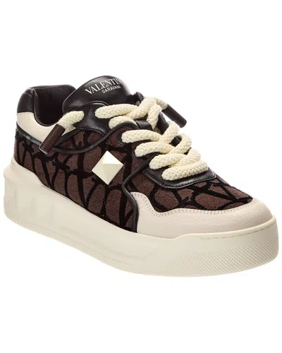 VALENTINO GARAVANI VALENTINO ONE STUD XL TOILE ICONOGRAPHE CANVAS & LEATHER SNEAKER
