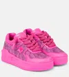 Valentino One Stud Xl Toile Iconographe Platform Sneakers In Pink