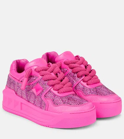 Valentino Garavani One Stud Xl Toile Iconographe Platform Sneakers In Pink