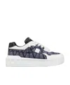 Valentino One Stud Xl Denim And Leather Sneakers In Gray
