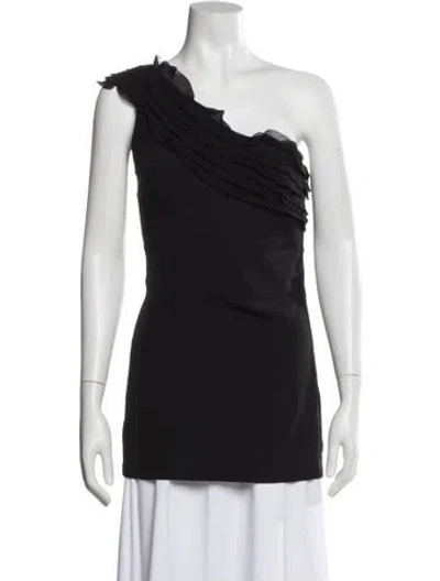 Pre-owned Valentino One-shoulder Mini Dress In Black