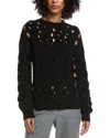 Valentino Open Cable Knit Wool & Angora-blend Sweater In Black
