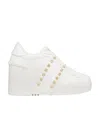 Valentino Open Disco 85mm Wedge Sneakers In White