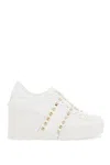 Valentino Open Disco 85mm Wedge Sneakers In White