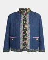 Valentino Open-front Quilted Chambray Jacket In Multi