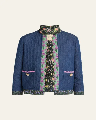 VALENTINO OPEN-FRONT QUILTED CHAMBRAY JACKET