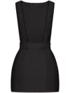 Valentino Open-front Wool Mini Dress In Schwarz