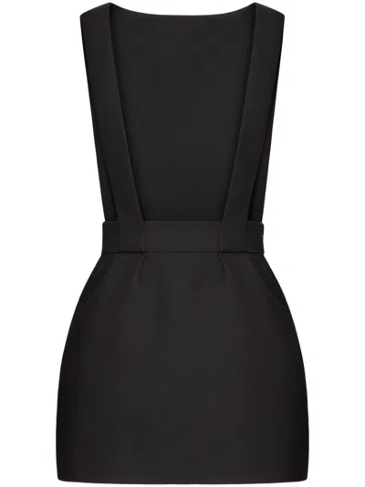 Valentino Open-front Wool Mini Dress In Schwarz
