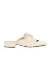 Valentino Vlogo Signature Leather Slippers In White