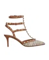 Valentino Rockstud Striped Pumps In Brown
