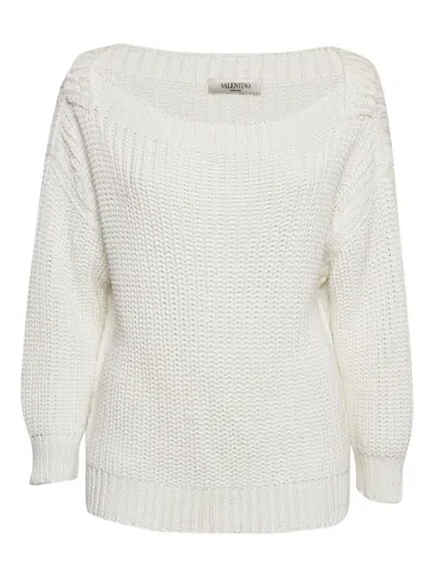 Pre-owned Valentino Open-knit Cotton Sweater In White
