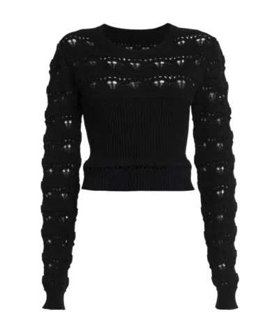 Valentino Open Knit Detail Sweater In Black