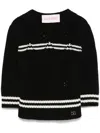 Valentino Striped Wool Sweater In Black