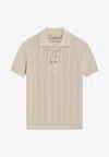 Valentino Embroidered Cotton Knit Polo Woman Ivory Xs In Neutral