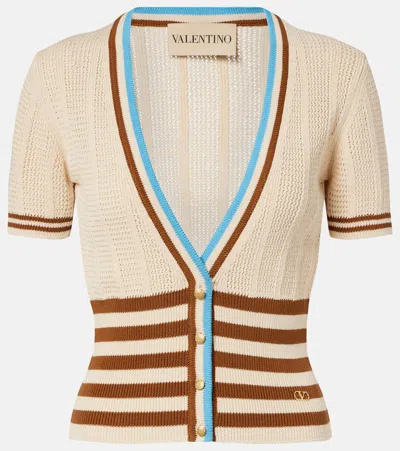 Valentino Garavani Knit Striped Cropped Cardgian Clothing In Multi