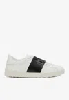 Valentino Blue Calf Leather Bos Taurus Low Top Sneakers In White