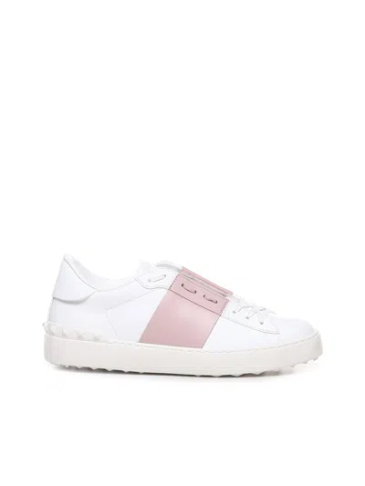 Valentino Garavani Open Leather Sneakers In White