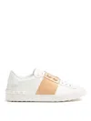 Valentino Open Sneakers In Leather With Contrast Colored Stripe And Stud Detail In Nude