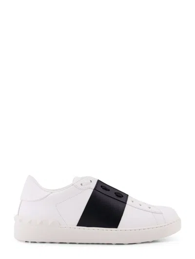 Valentino Garavani Open Leather Sneakers With Contrast Band And Stud Details Shoes In White